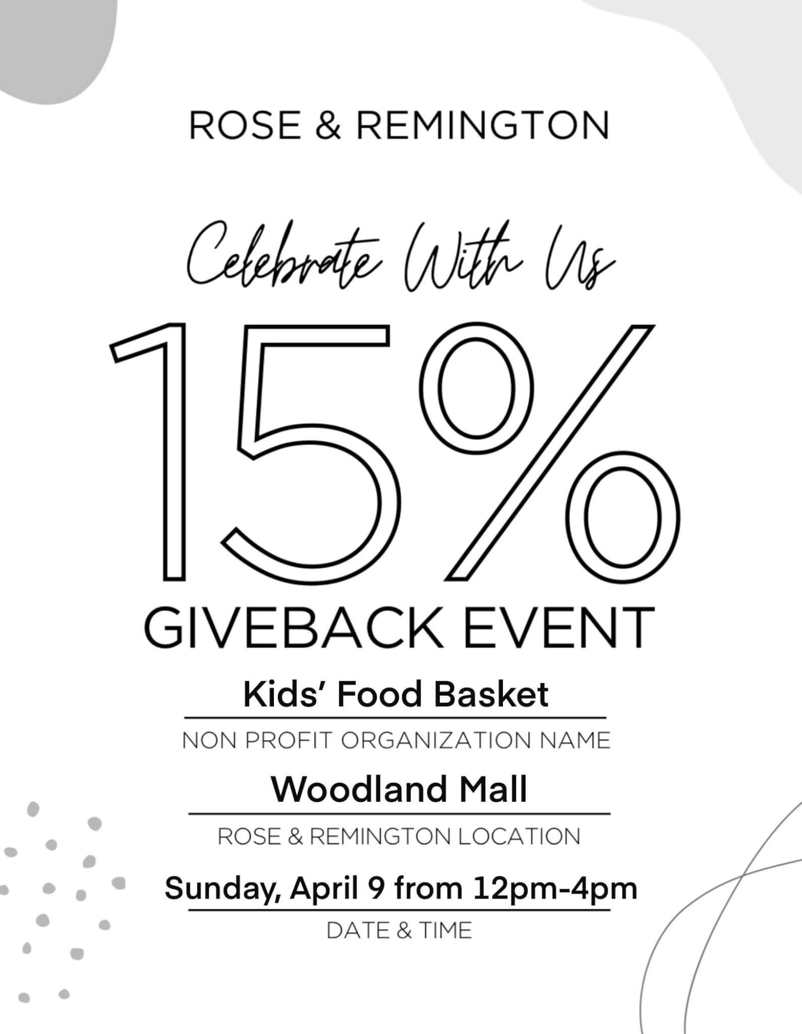 Rose and Remington Event (Woodland Mall)! Kids Food Basket